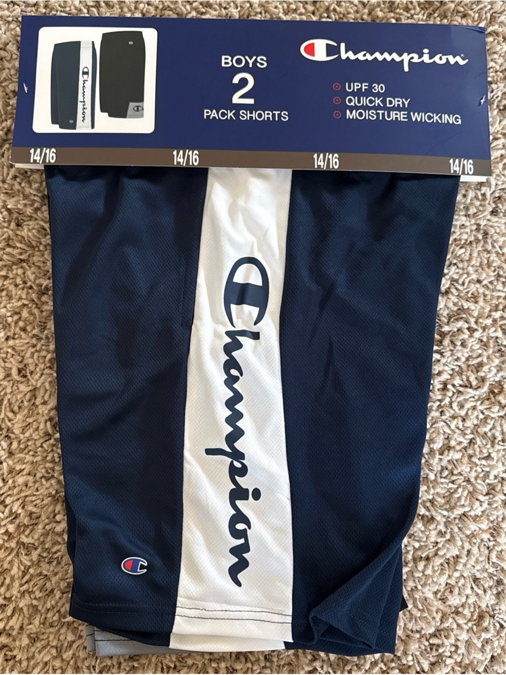 Champion Boys Navy/White Shorts – Performance Quick-Dry